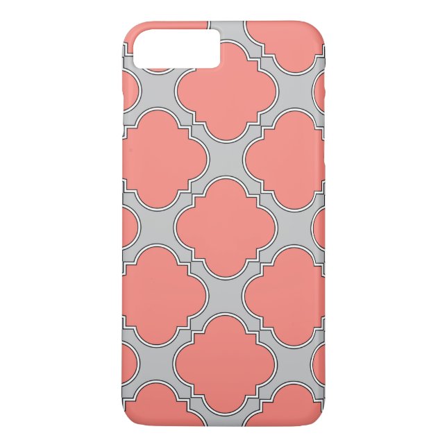 Quatrefoil coral and gray Case-Mate iPhone case (Back)