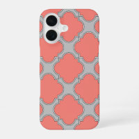 Quatrefoil coral and grey
