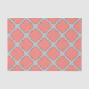Quatrefoil coral and grey tissue paper
