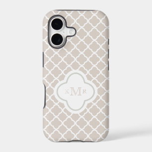 Quatrefoil Cream Latte Pattern Stylish Monogram