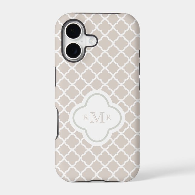Quatrefoil Cream Latte Pattern Stylish Monogram (Back)