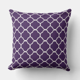 Quatrefoil Dark Eggplant Purple White Decor Cool Cushion