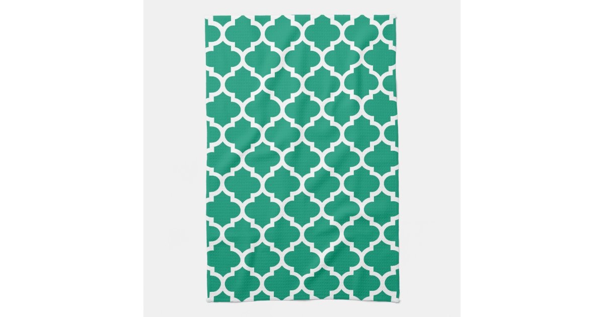 Quatrefoil Emerald Green Kitchen Towels Zazzle