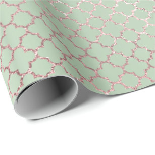 Elegant Marble, Copper Sage Mint Green Rose Gold Wrapping Paper