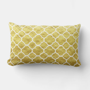 Quatrefoil Gold Foil Lattice Patterns Sparkly 2020 Lumbar Cushion