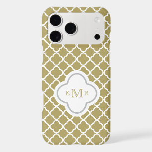 Quatrefoil Gold White Pattern Stylish Monogram