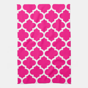 Quatrefoil Hot Pink Kitchen Towels