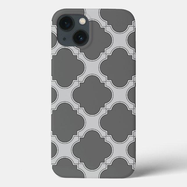 Quatrefoil in shades of gray Case-Mate iPhone case (Back)