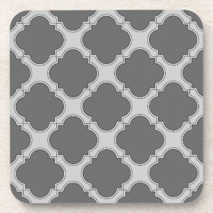 Quatrefoil in shades of grey coaster