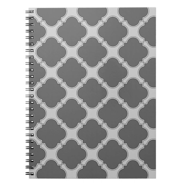 Quatrefoil in shades of grey notebook (Front)