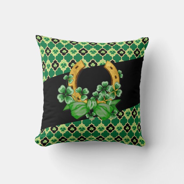 Quatrefoil Irish Shamrocks 2 Cushion (Front)