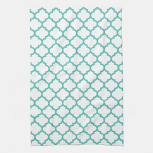 Quatrefoil Kitchen Towel in Turquoise