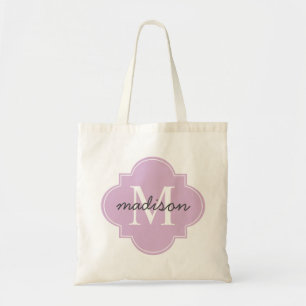 Quatrefoil Lavender Custom Personalised Monogram Tote Bag