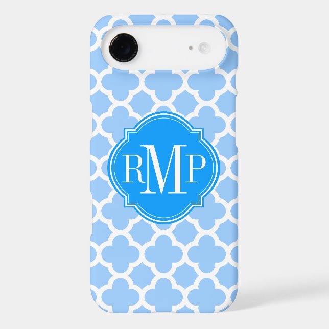 Quatrefoil Light Blue and White Pattern Monogram (Back)