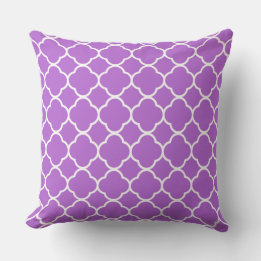 Quatrefoil Lilac Purple White Lattice Cool Cotton Cushion