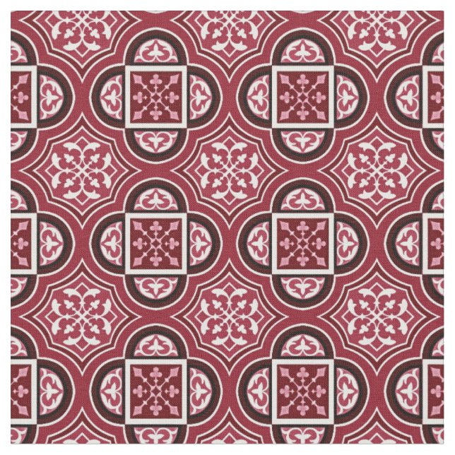 Quatrefoil Marsala Red Fabric 2 (Close Up)