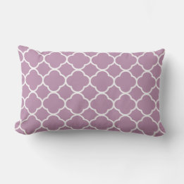 Quatrefoil Mauve Purple White Decor Trendy Lattice Lumbar Cushion