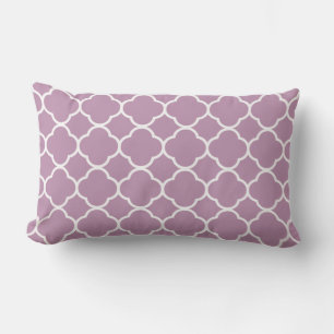 Quatrefoil Mauve Purple White Decor Trendy Lattice Lumbar Cushion