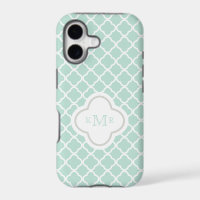 Quatrefoil Mint White Pattern Stylish Monogram