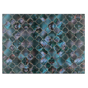 Quatrefoil Moroccan Pattern Labradorite Cutting Board