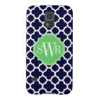 Quatrefoil Navy Blue and White Pattern Monogram