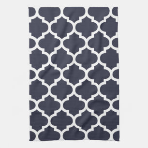 Quatrefoil Navy Blue Kitchen Towels