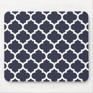 Quatrefoil Navy Blue Mouse Mat