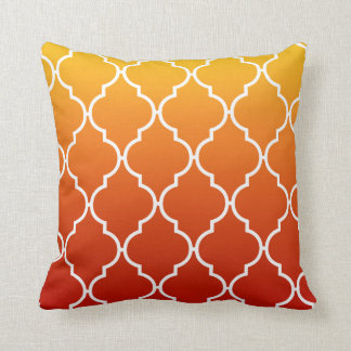 Quatrefoil Ombre Geometric | sunset orange Cushion