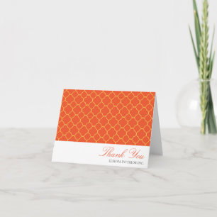 Quatrefoil orange clover pattern thank you note