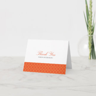 Quatrefoil orange clover pattern thank you note card