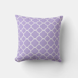 Quatrefoil Pastel Purple White Decor Elegant Cool Cushion