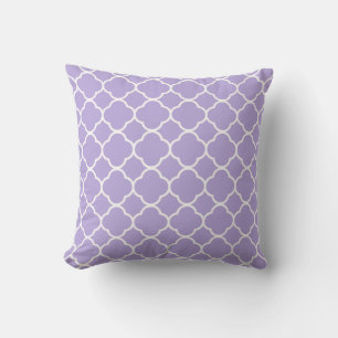 Quatrefoil Pastel Purple White Decor Elegant Cool Cushion