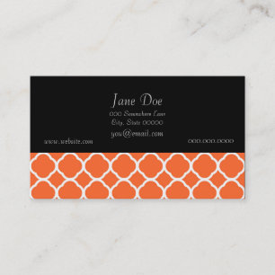 Quatrefoil Pattern in Mandarin Orange and White Business Card