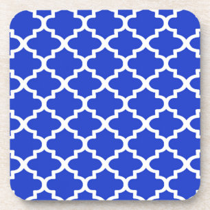 Quatrefoil Pattern In Royal Blue Coaster