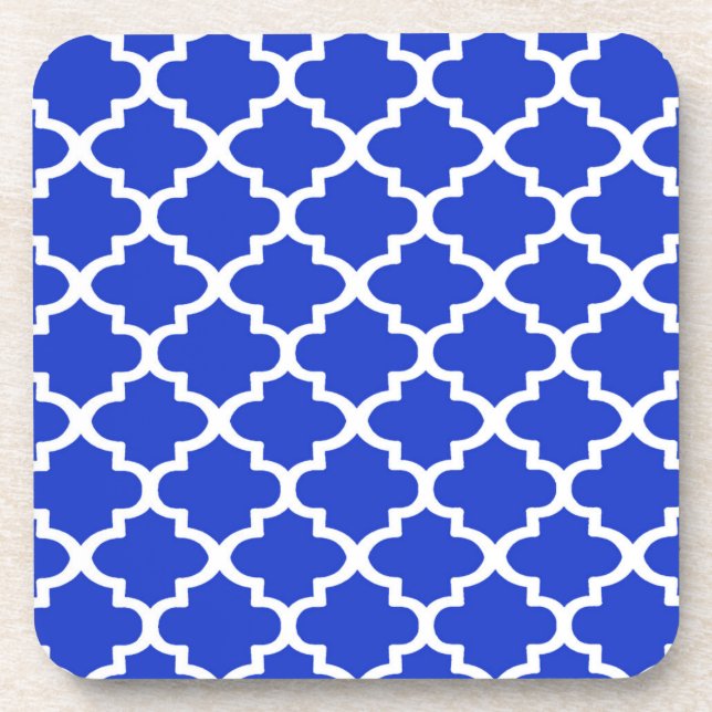 Quatrefoil Pattern In Royal Blue Coaster (Front)