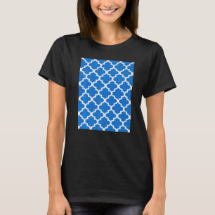 Quatrefoil Pattern In White Outline On Classic Blu T-Shirt