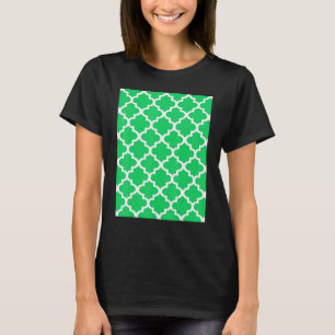 Quatrefoil Pattern In White Outline On Green 1 T-Shirt