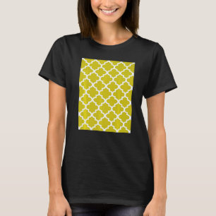 Quatrefoil Pattern In White Outline On Mustard Yel T-Shirt