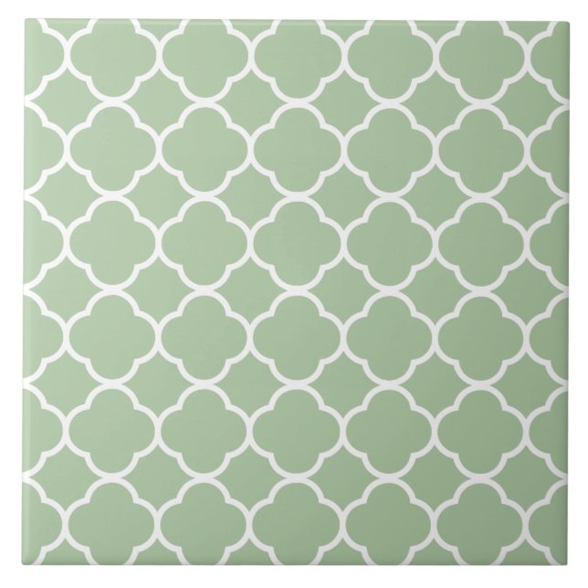 Quatrefoil Pattern Mint Green Tile (Front)