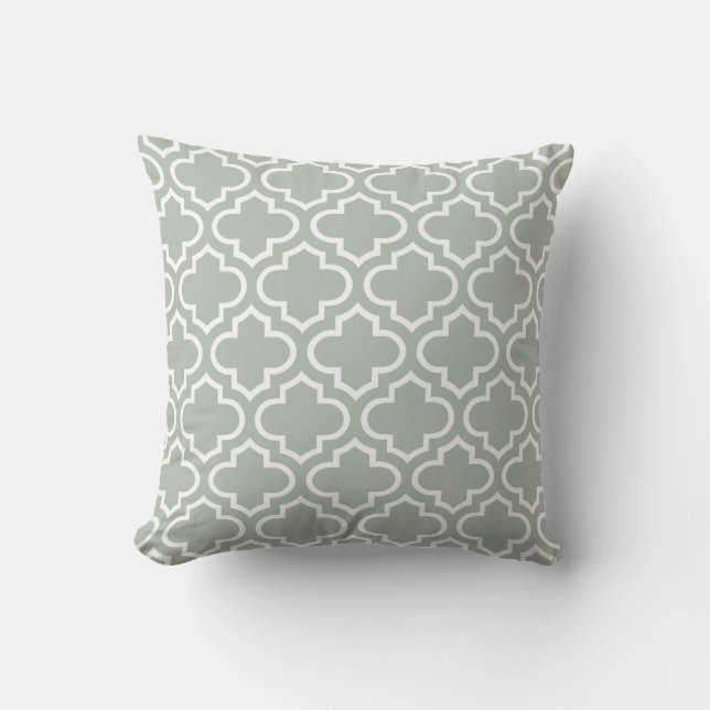 Quatrefoil Pattern Pillow in Silver Grey (Front)