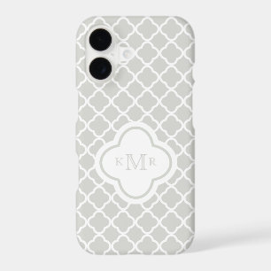 Quatrefoil Pebble White Pattern Stylish Monogram