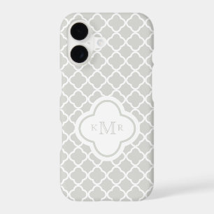 Quatrefoil Pebble White Pattern Stylish Monogram