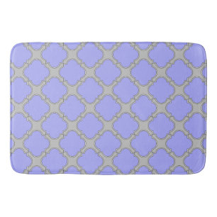 Quatrefoil periwinkle and gray bath mat