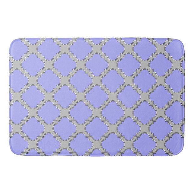 Quatrefoil periwinkle and gray bath mat (Front)