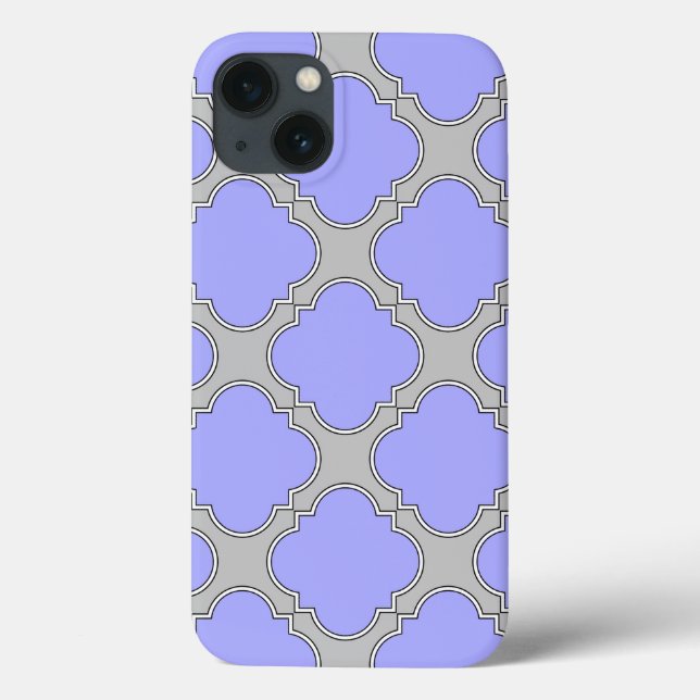 Quatrefoil periwinkle and gray Case-Mate iPhone ca Case (Back)