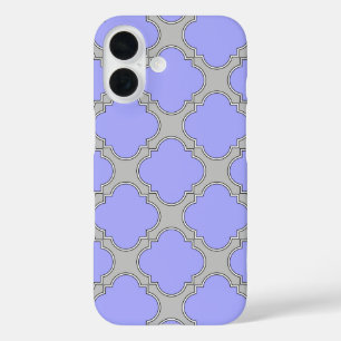 Quatrefoil periwinkle and gray iPhone 16 case
