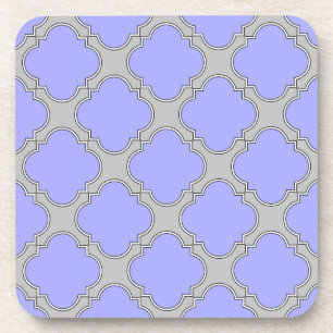 Quatrefoil periwinkle and gray coaster