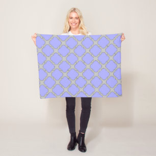 Quatrefoil periwinkle and gray fleece blanket