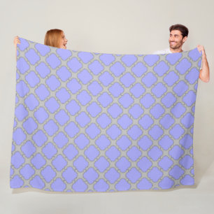Quatrefoil periwinkle and gray fleece blanket