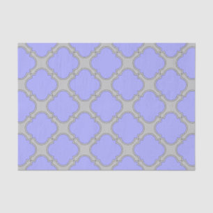 Quatrefoil periwinkle and gray tissue paper
